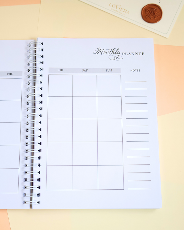 Floral Diary Personalised Undated Monthly Planner | Apricot Peach