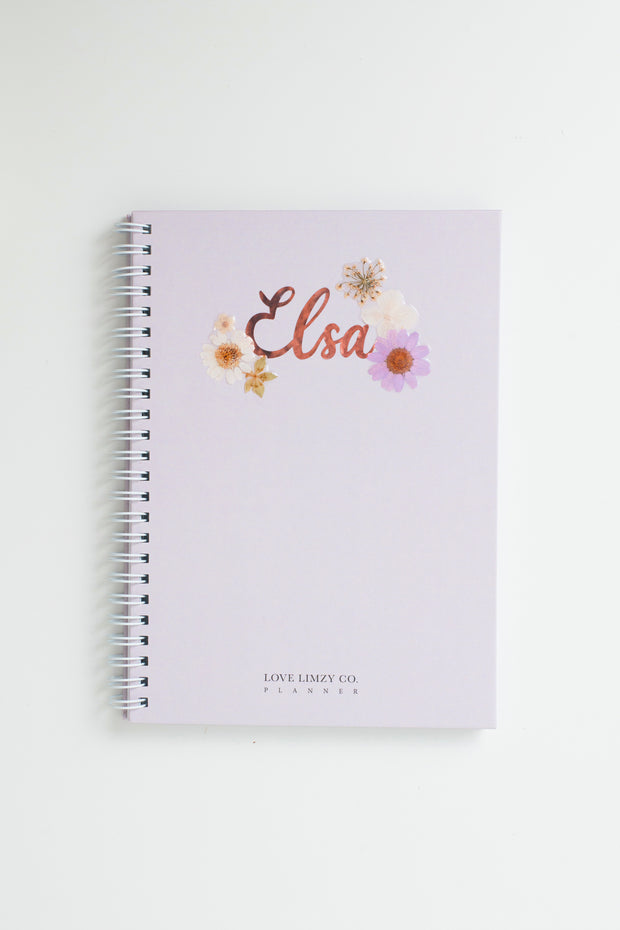 Floral Diary Personalised Undated Monthly Planner | Dusty Lavender