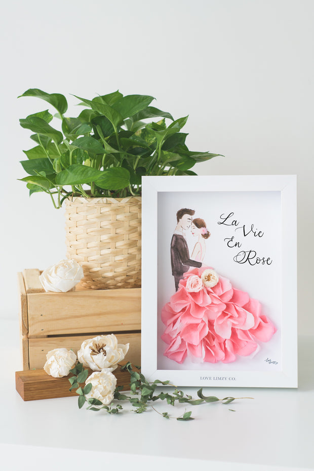 Artprint with Preserved Flowers-La Vie En Rose Couple-Love Limzy Co.