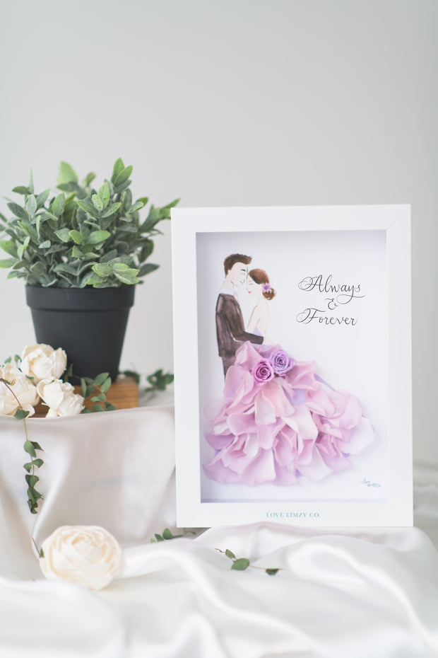 Artprint with Preserved Flowers-La Vie En Rose Couple-Love Limzy Co.