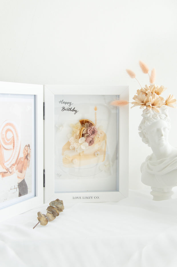 Artprint with Preserved Flowers-Orange Slice Cake-Book Frame ( 35 x 25 cm )-Completed Piece-Love Limzy Co.