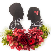 Artprint with Preserved Flowers-Vintage Couple Silhouette Portrait-Classic Black-Classic Square ( 25 x 25 cm )-Love Limzy Co.